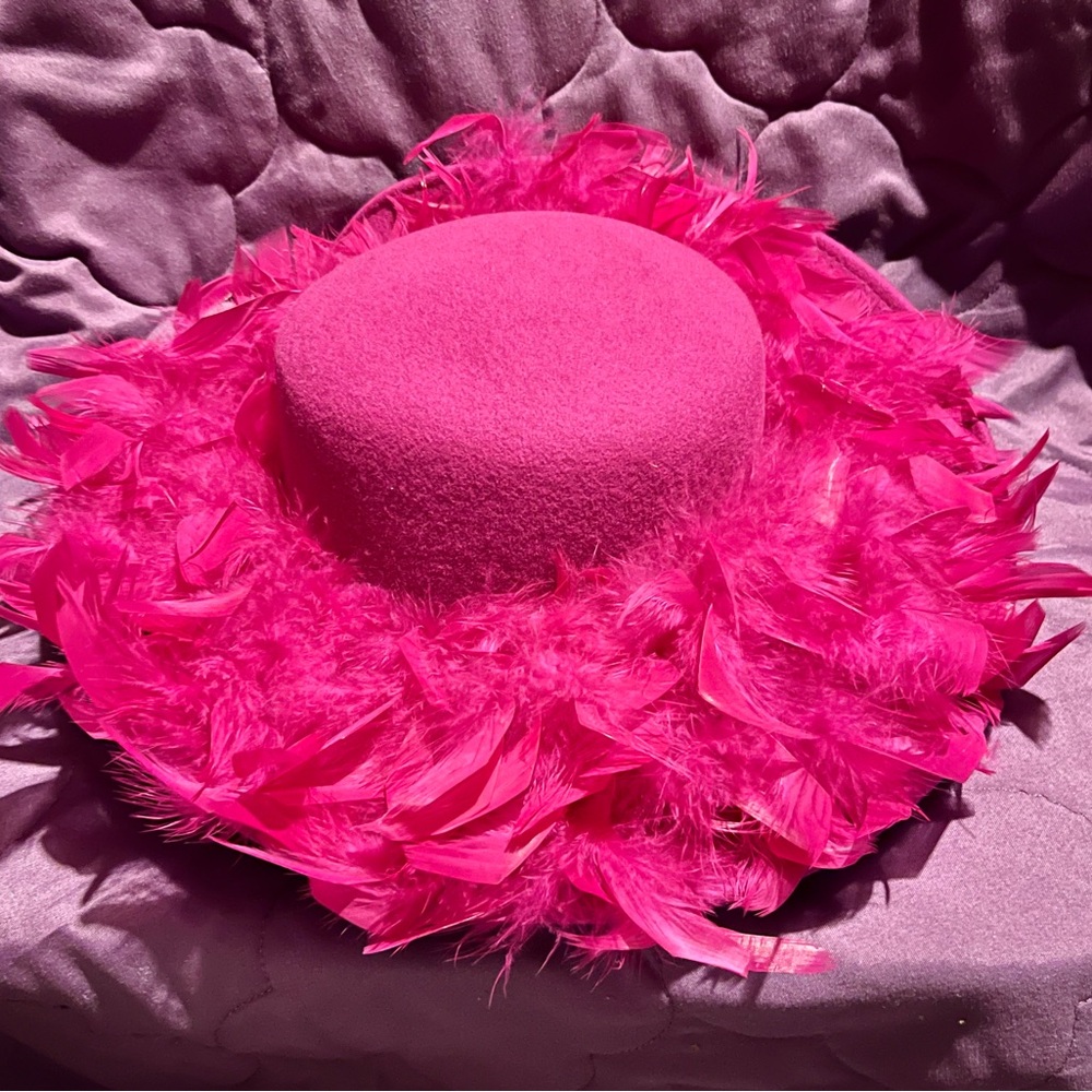 Elegant Pink Feathered Hat